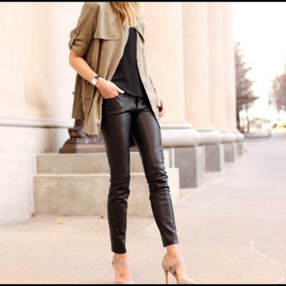 Ann Taylor Black 100% Genuine Leather Pants